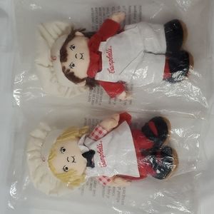 1999 Campbell's Soup Kids plush dolls ~ 2 Pcs